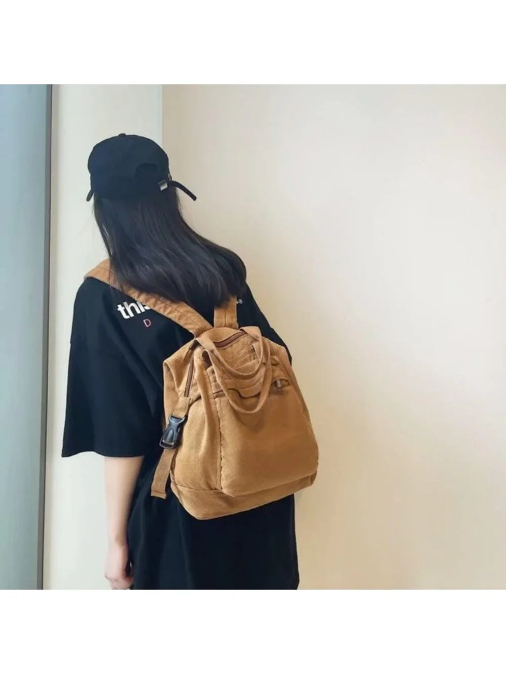 Vintage Boho Canvas Backpack for Women - Casual Travel Daypack, Y2K Grunge Style